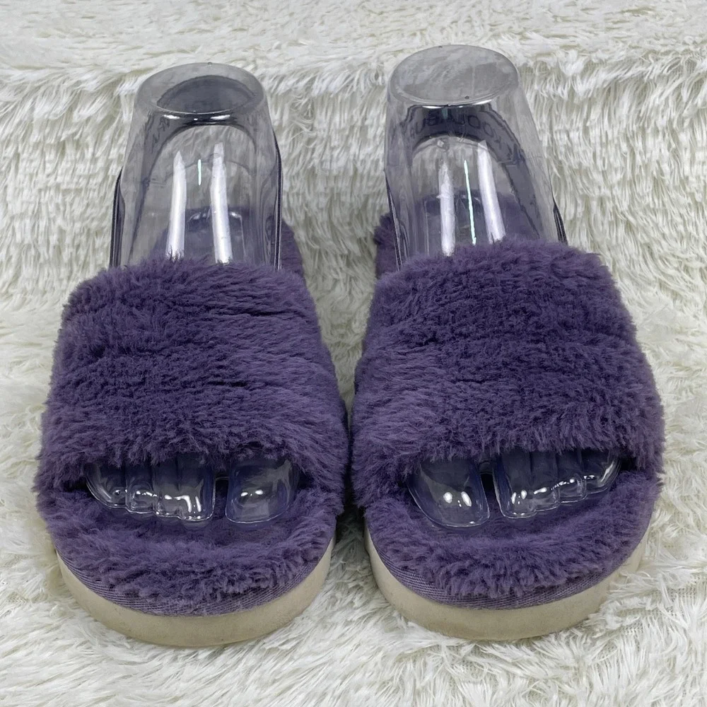 Koolaburra by UGG Fuzzn Faux Fur Slippers Youth Girls 3 Purple Slingback Shoes